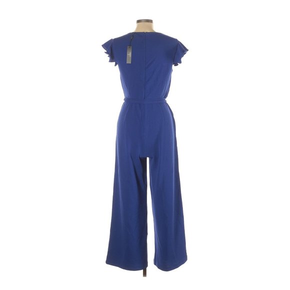 TAHARI Cobalt V-Neck Ruffle Sleeve Jumpsuit 8 NEW - Picture 4 of 10